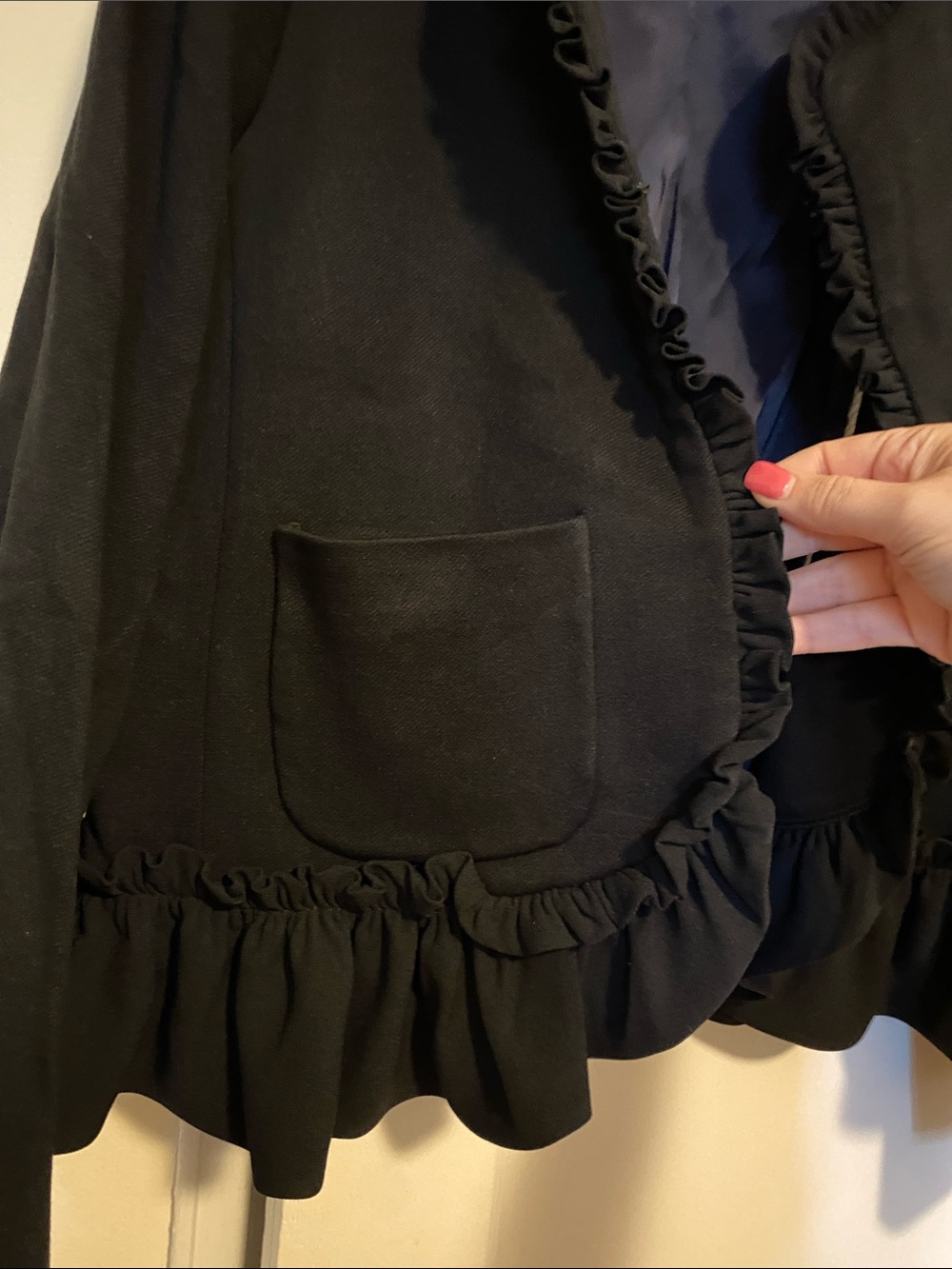 J. Crew ruffled black going out blazer peplum size 12 - Picture 7 of 16